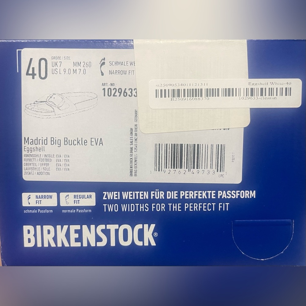 Birkenstock Madrid, Eva Eggshell, Size 9 / 40, Narrow, NEW in box! Great deal!! - Picture 5 of 5